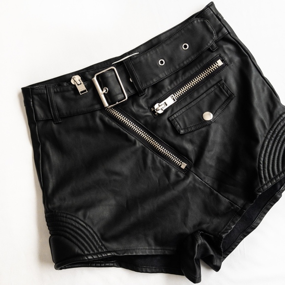 UNIF Pants - UNIF • MOTOR CITY SHORTS HOT PANT FAUX LEATHER